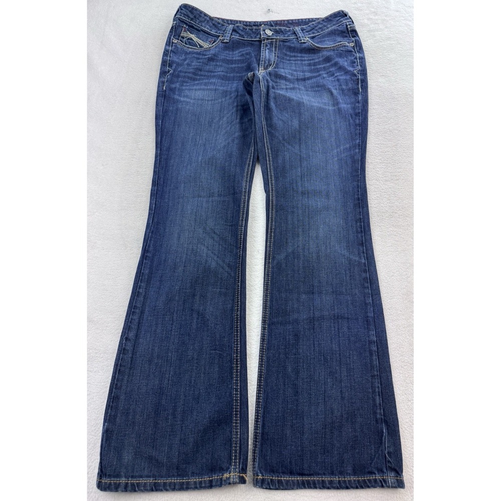 Ariat Ruby Jeans Women 34x32 Blue Distress Whisker Denim Y2K